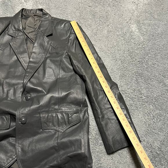 VTG Miller Stockman Western Blazer Mens 40 Gray Leather 2 Button Single Vent - Picture 12 of 12